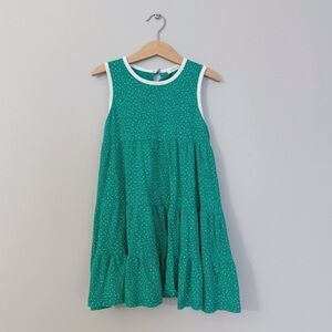Toddler Girl Dress, Green Polka Dot Kids Dress XS(4-5), A-line Dress